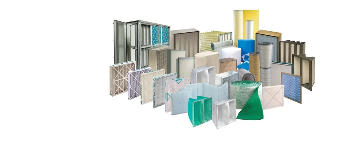 A group of different types of air filters.